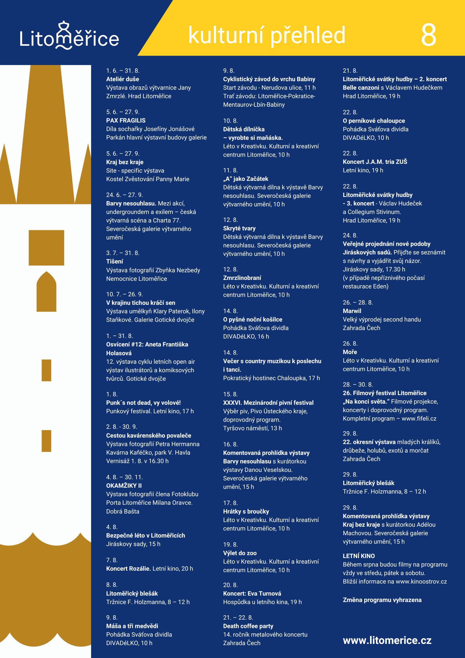 Kulturní program - srpen 2026